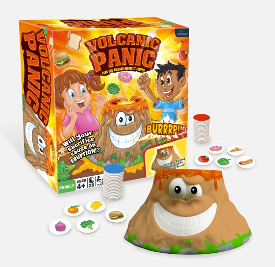 Volcanic Panic game box and contents displayed