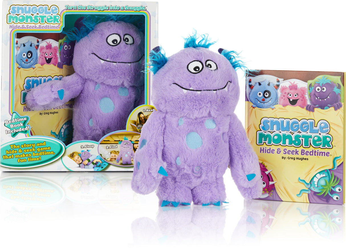 purple Snuggle Monster with book