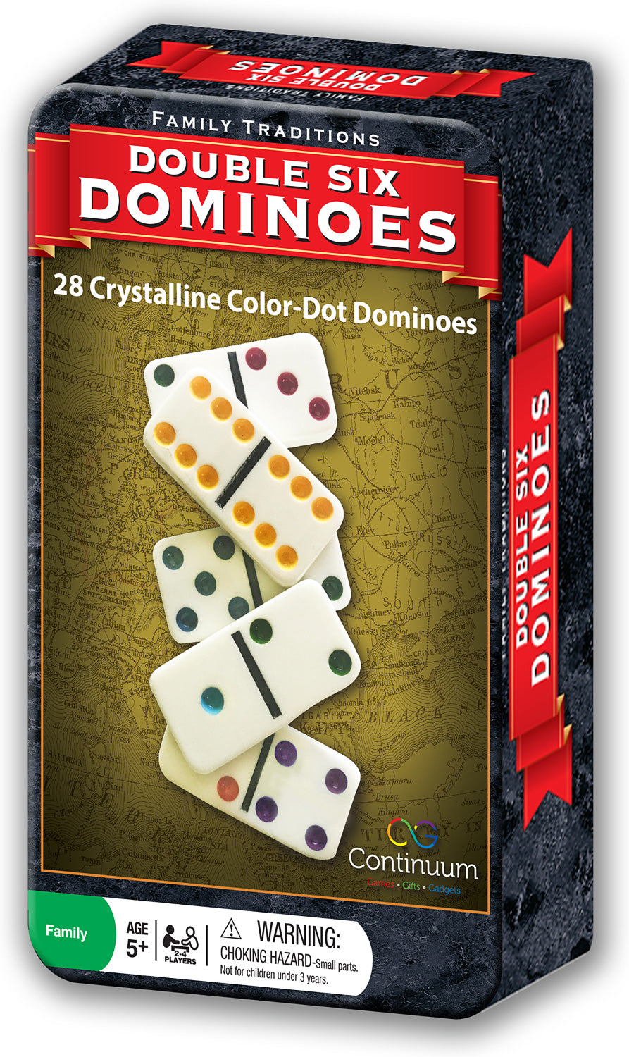 Family Traditions Double 6 Dominos tin