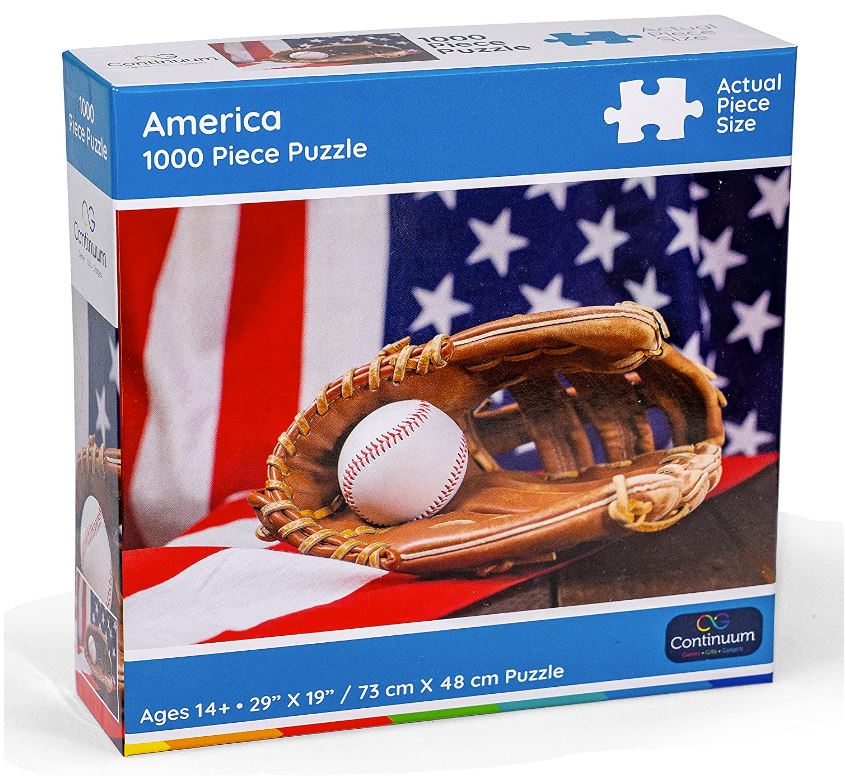 1000 Piece Puzzle - American Flag & Baseball Mitt