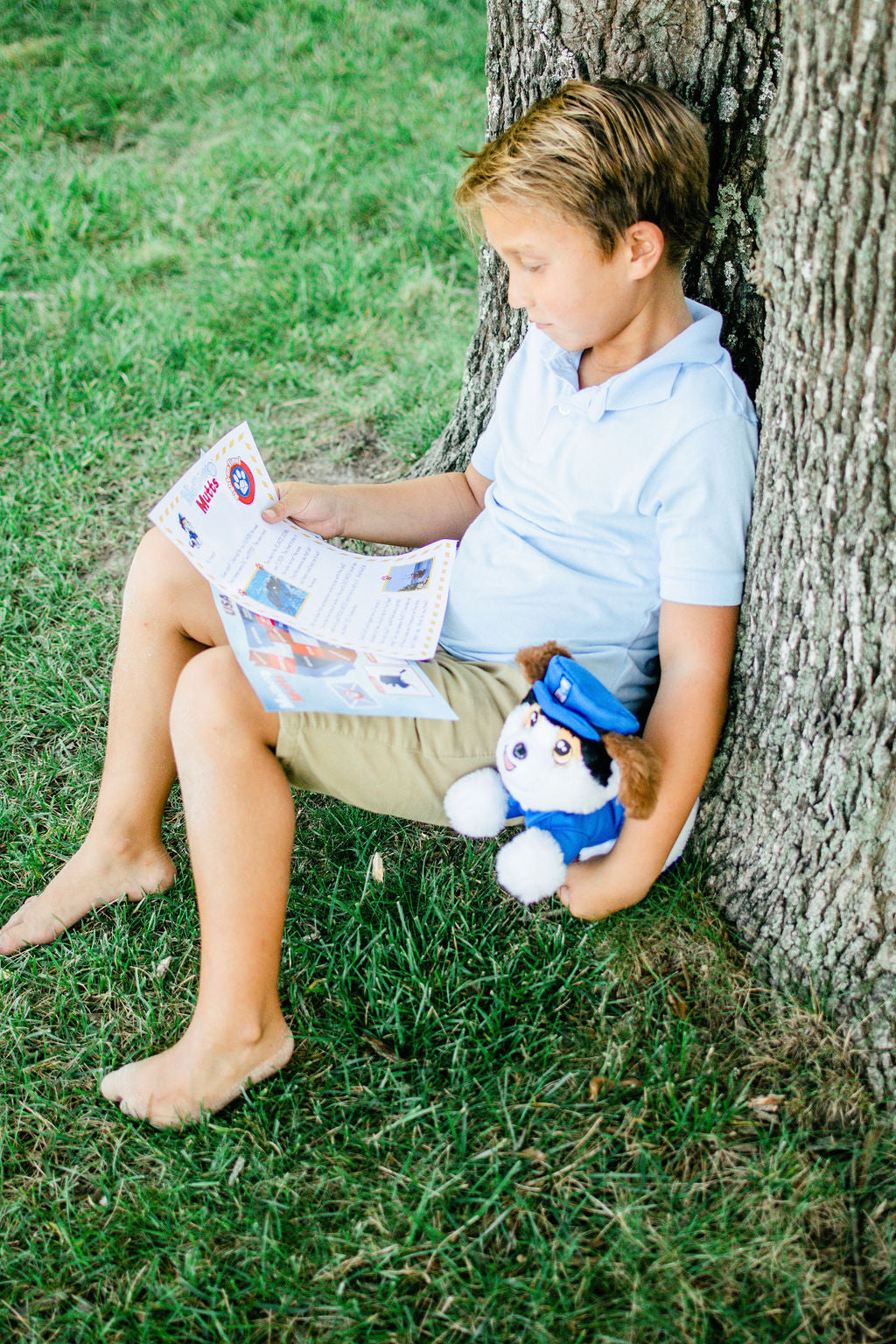 Boy reading letters from Milo