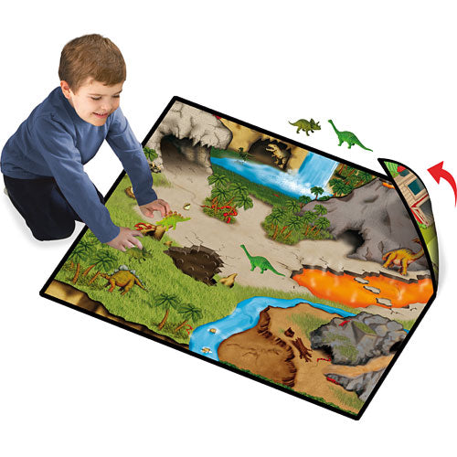Dinosaur 2 sided playmat with 2 toys